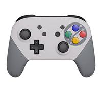 eXtremeRate SFC SNES Classic EU Style Faceplate Backplate Handles for Nintendo Switch Pro Controller, Replacement Grip Housing Shell Cover with Colorful ABXY Buttons for Nintendo Switch Pro