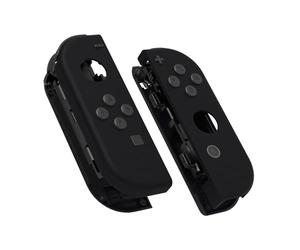 eXtremeRate Soft Touch Grip Black Joy con Handheld Controller Housing with Full Set Buttons, DIY Replacement Shell Case for Nintendo Switch Joycon & Switch OLED Joy con - Console Shell NOT Included