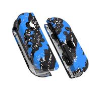 eXtremeRate Soft Touch Grip Blue Coating Splash Patterned Joy con Handheld Controller Housing with Full Set Buttons, DIY Replacement Shell Case for Nintendo Switch Joycon & Switch OLED Joy con