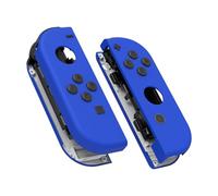 eXtremeRate Soft Touch Grip Blue Joy con Handheld Controller Housing with Full Set Buttons, DIY Replacement Shell Case for Nintendo Switch Joycon & Switch OLED Joy con - Console Shell NOT Included
