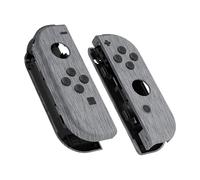 eXtremeRate Soft Touch Grip Brushed Silver Patterned Joy con Handheld Controller Housing with Full Set Buttons, DIY Replacement Shell Case for Nintendo Switch Joycon & Switch OLED Joy con