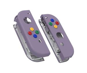eXtremeRate Soft Touch Grip Dark Grayish Violet Joy con Handheld Controller Housing with ABXY Direction Buttons, DIY Replacement Shell Case for Nintendo Switch Joycon & Switch OLED Joy con