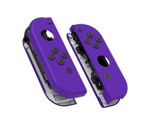 eXtremeRate Soft Touch Grip Purple Joy con Handheld Controller Housing with Full Set Buttons, DIY Replacement Shell Case for Nintendo Switch Joycon & Switch OLED Joy con - Console Shell NOT Included