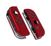 eXtremeRate Soft Touch Grip Red Joy con Handheld Controller Housing with Full Set Buttons, DIY Replacement Shell Case for Nintendo Switch Joycon & Switch OLED - Joy con Console Shell NOT Included