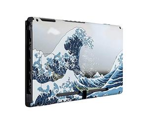 eXtremeRate Soft Touch Grip The Great Wave Console Back Plate DIY Replacement Housing Shell Case for Nintendo Switch Console with Kickstand - JoyCon Shell NOT Included
