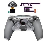 eXtremeRate SPARK Back Paddles Kit for PS5 Controller BDM-030 040 050 060 Models, OLED Display + Clicky Trigger Stops + Rubberized Grips Remappable 4 Back Buttons Set for PS5 Controller - Clear & Gray