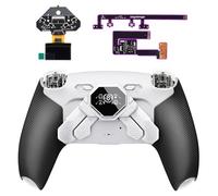 eXtremeRate SPARK Back Paddles Kit for PS5 Controller BDM-030 040 050 060 Models,OLED Display + Clicky Trigger Stops + Rubberized Grips Remappable 4 Back Buttons Set for PS5 Controller - White & Black