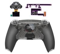 eXtremeRate SPARK Back Paddles Kit for PS5 Controller BDM-030 040 050 060 Models,OLED Display + Clicky Trigger Stops + Rubberized Grips Remappable 4 Back Buttons Set for PS5 Controller - Clear & Black