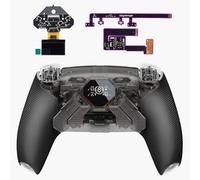 eXtremeRate SPARK Back Paddles Kit for PS5 Controller BDM-030 040 050, OLED Display + Clicky Trigger Stops + Ergonomic Rubberized Grips Remappable 4 Back Buttons Set for PS5 Controller - Clear Black