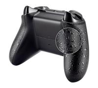 eXtremeRate Textured Black Back Panels, Comfortable Non-slip Side Rails, 3D Splashing Handles, Game Improvement Replacement Parts for Xbox One X & One S Controller