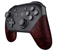 eXtremeRate Textured Red Replacement Handle Grips for Nintendo Switch Pro Controller, 3D Splashing DIY Hand Grip Shell for Nintendo Switch Pro - Controller NOT Included