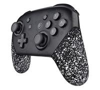 eXtremeRate Textured White Replacement Handle Grips for Nintendo Switch Pro Controller, 3D Splashing DIY Hand Grip Shell for Nintendo Switch Pro - Controller NOT Included