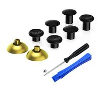 eXtremeRate ThumbsGear Interchangeable Ergonomic Thumbstick for ps5 Controller, For ps4 All Model Controller - 3 Height Domed and Concave Grips Adjustable Joystick - Chrome Gold & Black