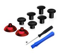 eXtremeRate ThumbsGear Interchangeable Ergonomic Thumbstick for ps5 Controller, For ps4 All Model Controller - 3 Height Domed and Concave Grips Adjustable Joystick - Chrome Red & Black