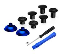 eXtremeRate ThumbsGear Interchangeable Ergonomic Thumbstick for ps5 Controller, For ps4 All Model Controller - 3 Height Domed and Concave Grips Adjustable Joystick - Chrome Blue & Black