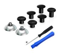eXtremeRate ThumbsGear Interchangeable Ergonomic Thumbstick for ps5 Controller, For ps4 All Model Controller - 3 Height Domed and Concave Grips Adjustable Joystick - Chrome Silver & Black