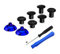 eXtremeRate ThumbsGear Interchangeable Ergonomic Thumbstick for ps5 Controller, For ps4 All Model Controller - 3 Height Domed and Concave Grips Adjustable Joystick - Chrome Glossy Blue & Black