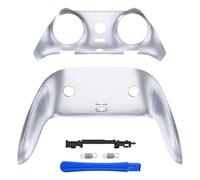 eXtremeRate Top Bottom Decorative Trim Shell Compatible with p s 5 Edge Controller DIY Replacement Front Back Clip Shell, Custom Chrome Silver Plates Cover Compatible with p s 5 Edge Controller