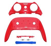 eXtremeRate Top Bottom Decorative Trim Shell Compatible with p s 5 Edge Controller DIY Replacement Front Back Clip Shell, Custom Clear Red Plates Cover Compatible with p s 5 Edge Controller
