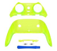 eXtremeRate Top Bottom Decorative Trim Shell Compatible with p s 5 Edge Controller DIY Replacement Front Back Clip Shell, Custom Clear Lime Green Plates Cover Compatible with p s 5 Edge Controller