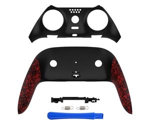 eXtremeRate Top Bottom Decorative Trim Shell Compatible with p s 5 Edge Controller DIY Replacement Front Back Clip Shell, Custom Textured Red Plates Cover Compatible with p s 5 Edge Controller