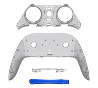 eXtremeRate Top Bottom Decorative Trim Shell Compatible with ps5 Edge Controller DIY Replacement Front Back Clip Shell, Custom Clear Black Plates Cover Compatible with ps5 Edge Controller