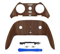 eXtremeRate Top Bottom Decorative Trim Shell Compatible with ps5 Edge Controller DIY Replacement Front Back Clip Shell, Custom Wood Grain Plates Cover Compatible with ps5 Edge Controller