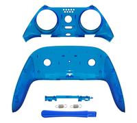eXtremeRate Top Bottom Decorative Trim Shell Compatible with ps5 Edge Controller DIY Replacement Front Back Clip Shell, Custom Clear Blue Plates Cover Compatible with ps5 Edge Controller