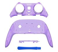 eXtremeRate Top Bottom Decorative Trim Shell Compatible with ps5 Edge Controller DIY Replacement Front Back Clip Shell, Custom Clear Atomic Purple Plates Cover Compatible with ps5 Edge Controller