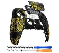 eXtremeRate Touchpad Front Housing Shell Compatible with ps5 Controller BDM-010/020/030/040, The Great Golden Wave Off Kanagawa - Black Replacement Shell Touch Pad Cover Compatible with ps5 Controller