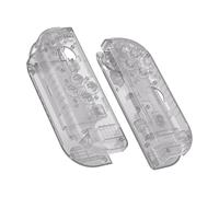 eXtremeRate Transparent Clear Black Joy con Handheld Controller Housing with Full Set Buttons, DIY Replacement Shell Case for Nintendo Switch & Switch OLED Model Joy con - Console Shell NOT Included