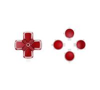 eXtremeRate Two-Tone Carmine Red & Clear Custom Dpad Action Buttons DIY Replacement No Letter Imprint D-pad Face Buttons Compatible with ps5 Controller