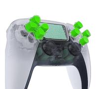 eXtremeRate Two-Tone Green & Clear Custom Dpad Action Buttons Replacement No Letter Imprint D-pad Face Buttons Compatible with ps5 Controller