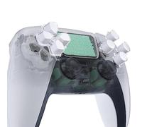 eXtremeRate Two-Tone Robot White & Clear Custom Dpad Action Buttons Replacement No Letter Imprint D-pad Face Buttons Compatible with ps5 Controller