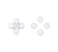 eXtremeRate Two-Tone White & Clear Custom Dpad Action Buttons DIY Replacement No Letter Imprint D-pad Face Buttons Compatible with ps5 Controller