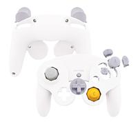eXtremeRate White Faceplate Backplate for Nintendo GameCube Controller, DIY Replacement Front Back Housing Shell Cover with Buttons - Controller NOT Included