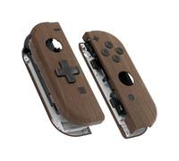 eXtremeRate Wood Grain Soft Touch Joy con Handheld Controller Housing (D-Pad Version) with Full Set Buttons, DIY Replacement Shell Case for Nintendo Switch Joycon & Switch OLED Joy con