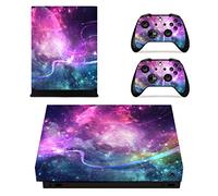 eXtremeRateFull Set Faceplates Skin Stickers for Xbox One X Console Controller with 2 Pcs Home Button Decals - Shining Galaxy