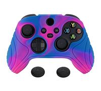 eXtremeRatePlayVital Samurai Edition Anti-Slip Controller Grip Silicone Skin, Ergonomic Soft Rubber Protective Case Cover for Xbox Series S/X Controller with Thumb Stick Caps - Pink & Purple & Blue