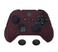 eXtremeRatePlayVital Samurai Edition Wine Red Anti-slip Controller Grip Silicone Skin, Ergonomic Soft Rubber Protective Case Cover for Xbox Series S/X Controller with Black Thumb Stick Caps