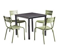 extro wooden dining table with magnolia 4 olive green chairs