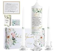Extrogif Unity Wedding Candles Set - 3 Piece Ceremony Kit with Glass Candle Holders, Pillar and Taper Candles for Wedding Ceremony