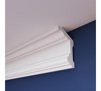 Extruded Polystyrene Ceiling Coving WV01, Paintable Cornice, 2m Length | 12 x 5.5cm Profile, Lightweight Plaster Alternative, Moisture Resistant, Easy DIY Fit, Adhesive Not Included
