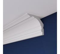 Extruded Polystyrene Ceiling Coving WV03, Paintable Cornice, 2m Length | 10 x 9.2cm Profile, Lightweight Plaster Alternative, Moisture Resistant, Easy DIY Fit, Adhesive Not Included