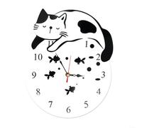 EXTRWORY 1 Pack Acrylic Cat Shaped Wall Clock Silent Sweep Movement Hanging Decor Timer,for Home Office Library Study Black and White 30x24cm
