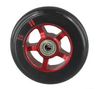 EXTRWORY 1 Pack Pro Scooter Wheels 100Mm With Bearings For Extreme Skateboarding, Aluminum Alloy Hub High Elasticity Polyurethane Tire For Professional Riders(red and black)