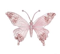 EXTRWORY 1 Piece Large Glitter Rhinestone Butterfly Christmas Ornament for Tree Holiday Decor Gold Pink Silver Red 24.5cm Plastic ABS Mesh(Pink)