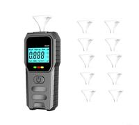 EXTRWORY 10 Mouthpiece Portable Breathalyzer with LCD Display and Voice Announcement in Black for Personal Use
