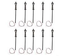 EXTRWORY 10pcs Model Railway Lamp Posts LED Street Lights for OO HO Gauge Train Layouts - 3V White Illuminated Plastic Lamp Post Kit for Dioramas City Building Scenery