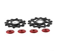 EXTRWORY 12T+14T Ceramic Bearing Rear Derailleur Pulley For SRAM AXS Resin Wheel Prevents Chain Drop Lightweight Upgrade For Road Mountain Cycling(Red)